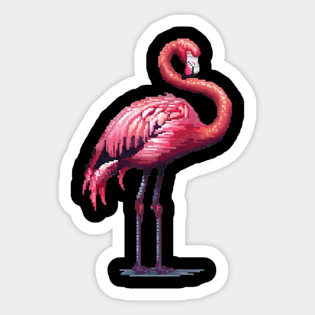 Pixelated Flamingo Artistry Sticker by Animal Sphere